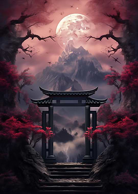 Japanese Torii Gate Night