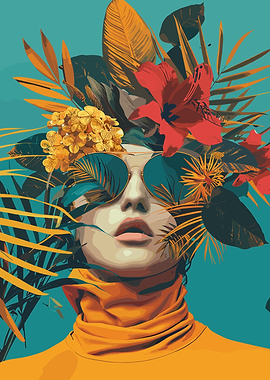 Woman covered in Flowers