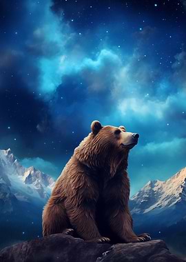 Brown Bear starry Aurora