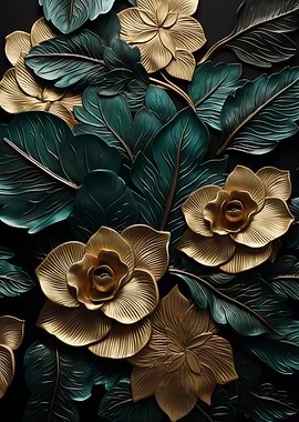 Dark Green And Gold Flower