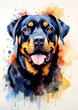 Rottweiler in Watercolor