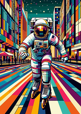 astronaut roller skating