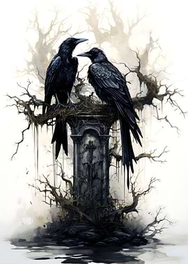 Crow Ravens ink
