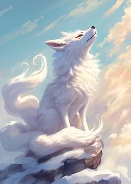 Cloud White Sakura Kitsune
