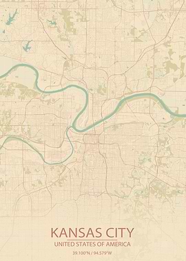 Kansas City MO Vintage Map