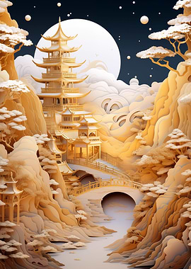 Japanese Golden Landscape