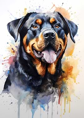 Rottweiler in Watercolor