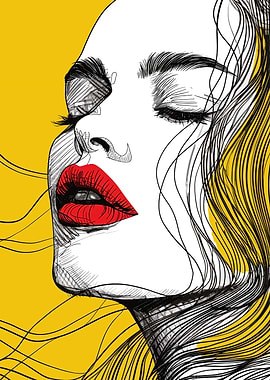 Pop Art Yellow Line Woman