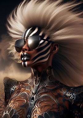 African Woman Zebra Look