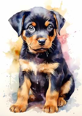 Rottweiler in Watercolor