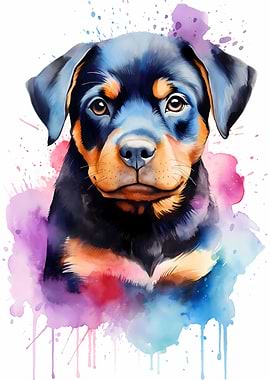 Rottweiler in Watercolor