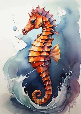 Seahorse watercolor art