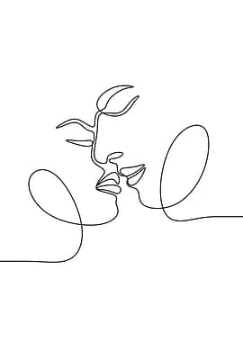 Couples kissing line art