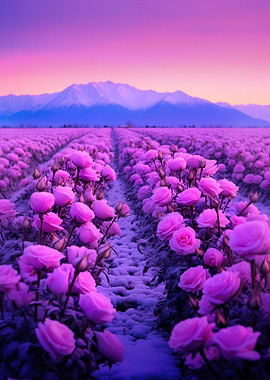 Pink Roses at Sunset