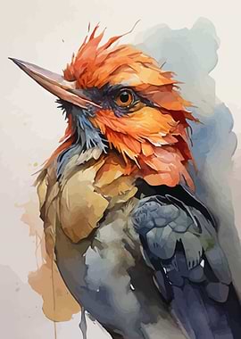 Bird Head Watercolor Art