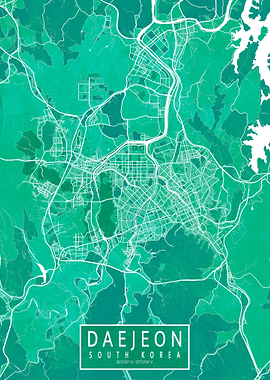 Daejeon City Map Watercolo