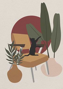 Black cat on a chair