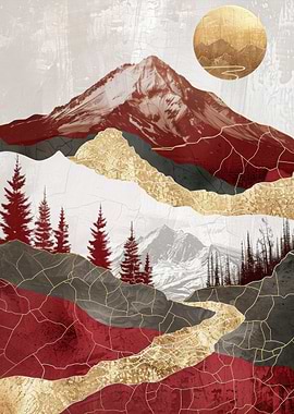 Nature Red Gold Decor