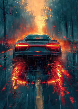 White Sports Car Painting