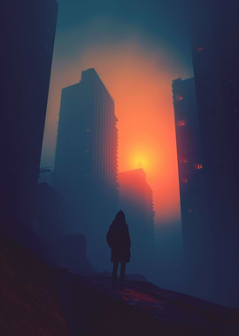 Dystopian City Dusk Ruins