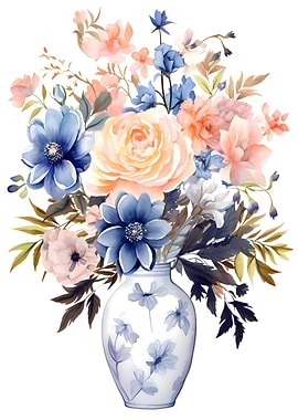 Elegant Watercolor Vase