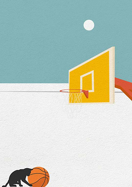 Cat playing basketball