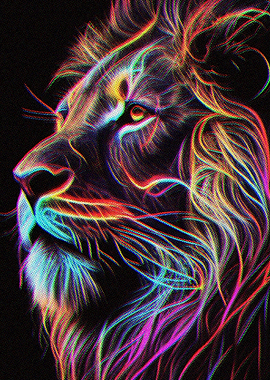 Colorful Line Art Lion