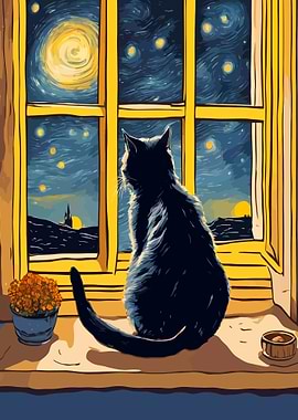 Starry Night Cat