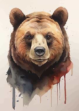 Bear head watercolor