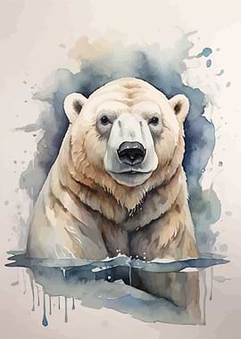 Polar bear in watercolor