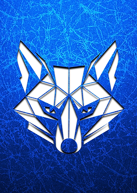 Geometric Fox Head Blue