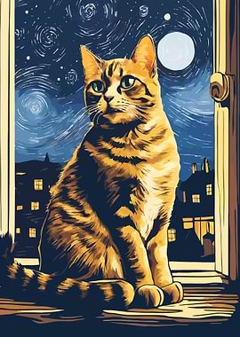 Starry Night Cat