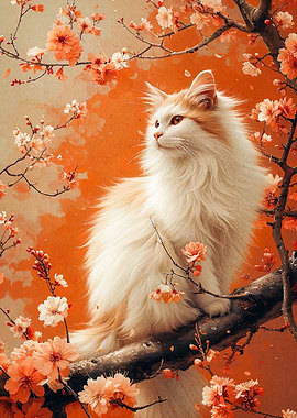 cherry blossom cat