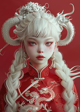 Ancient Dragon and Woman