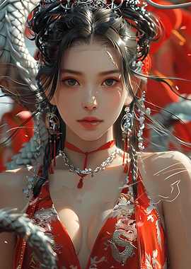 Ancient Dragon and Woman