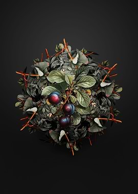 Cherry Plum Fruit Wreath