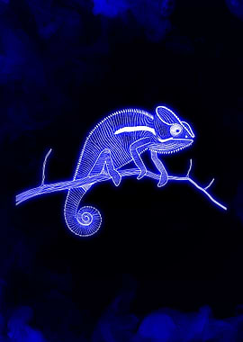 Chameleon on a Branch Neon
