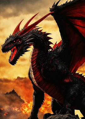 Fantasy Dragon Black