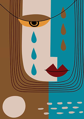Abstract Girl crying face