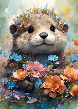 Playful Otter Flower Crown