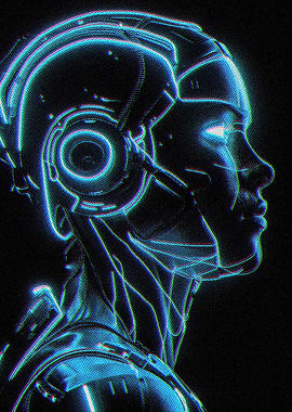 Neon Blue Robot
