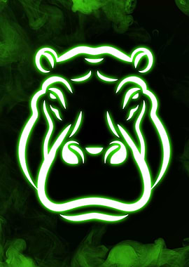 Hippopotamus Neon Green