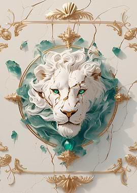 kintsugi art white lion