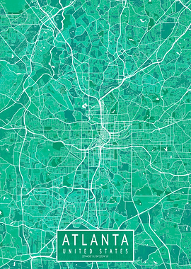 Atlanta Map Watercolor