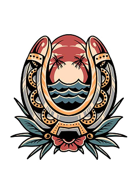 horseshoe and beach tattoo