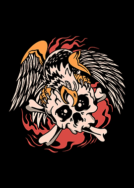 skull eagle tattoo