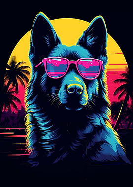 German Shepherd in Retro