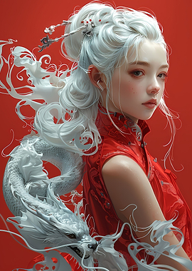 Young Asian Woman Dragon