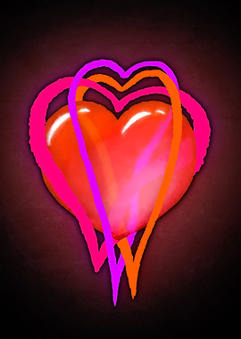 Glowing Watercolor Hearts