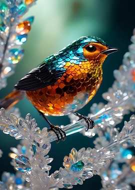 Crystal Emerald Gold Bird